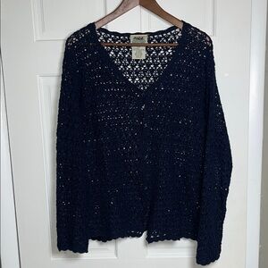 Northern Reflections Women's Crochet Navy Cardigan Large